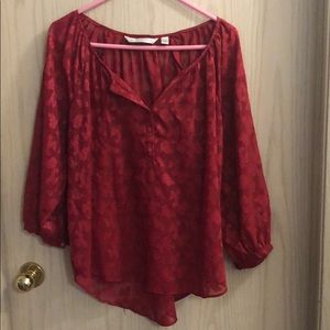 LC Lauren Conrad Red Floral Top
